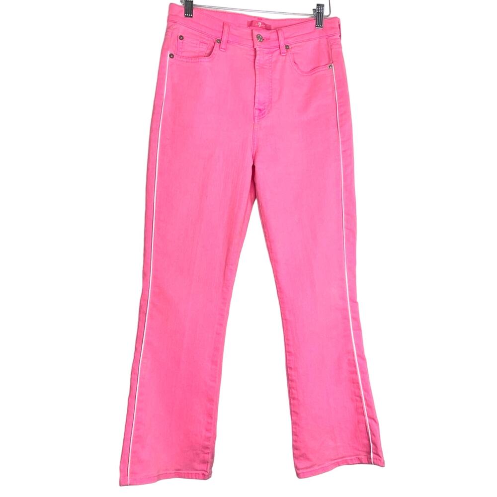 7 for all Mankind | Hot Pink Jeans White Stripe 28 Straight Leg